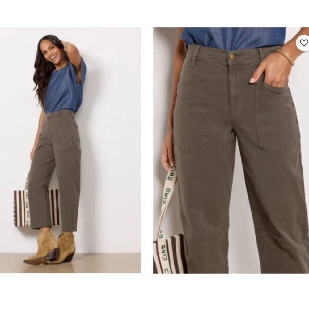 Evereve Olive Green Cropped Ankle Jeans